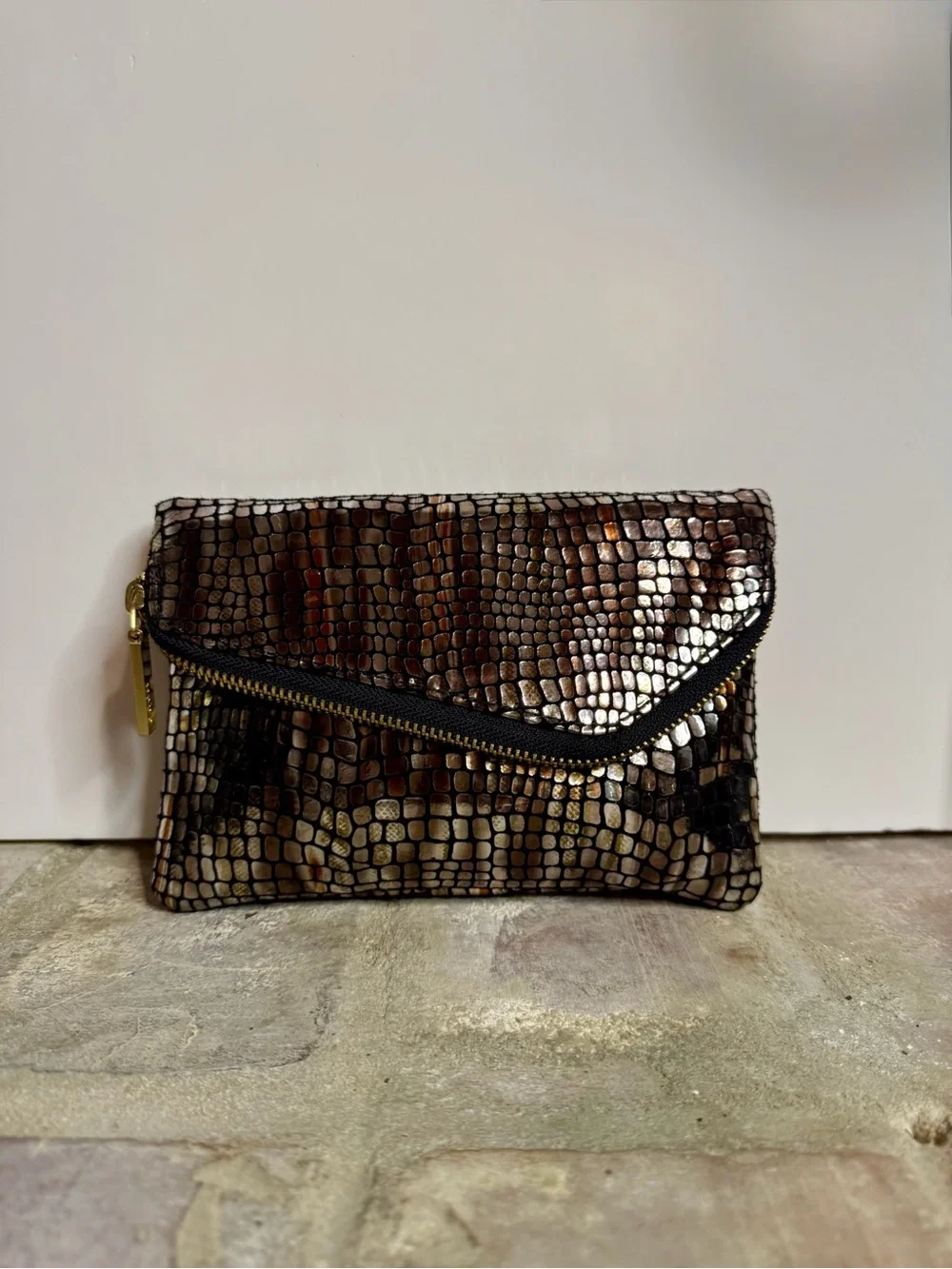 HOBO “Daria” Metallic Snake Print Leather Crossbody/Wristlet Convertible